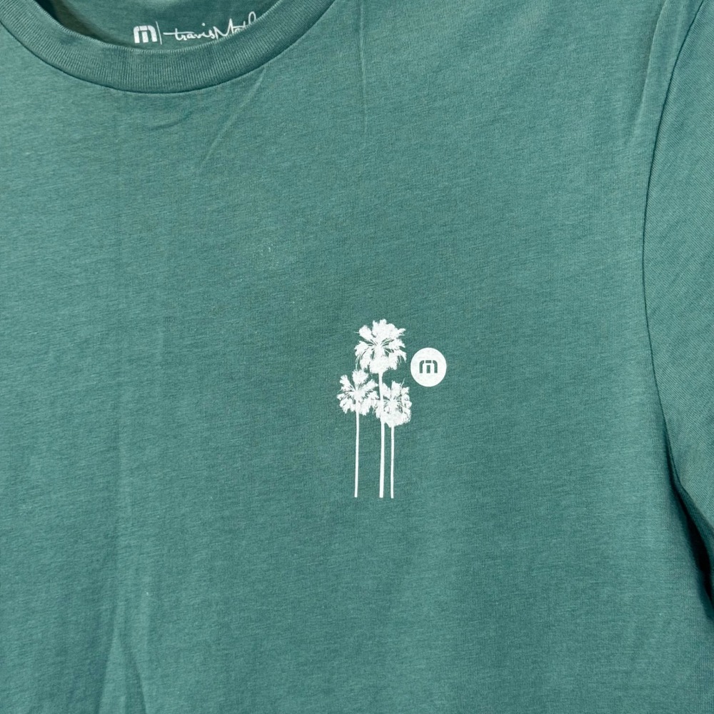 Travis Mathew Men's Size M Green Palm Tree Graphic Short Sleeve T-Shirt - Picture 5 of 6